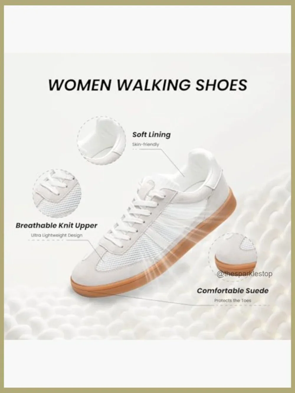 Womens Fashion Sneakers with Removable Insole Lightweight Non-Slip Lace-Up - Picture 2 of 7
